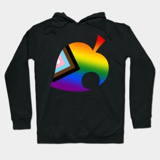 Progress Pride Flag Racoon Leaf Crossing gradient Hoodie